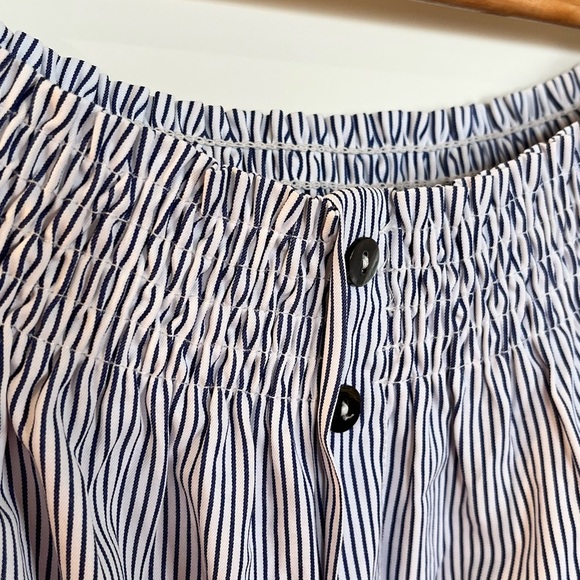 Molly Bracken Blue Striped Mock Button-Down Tunic Top Size M - Picture 4 of 6